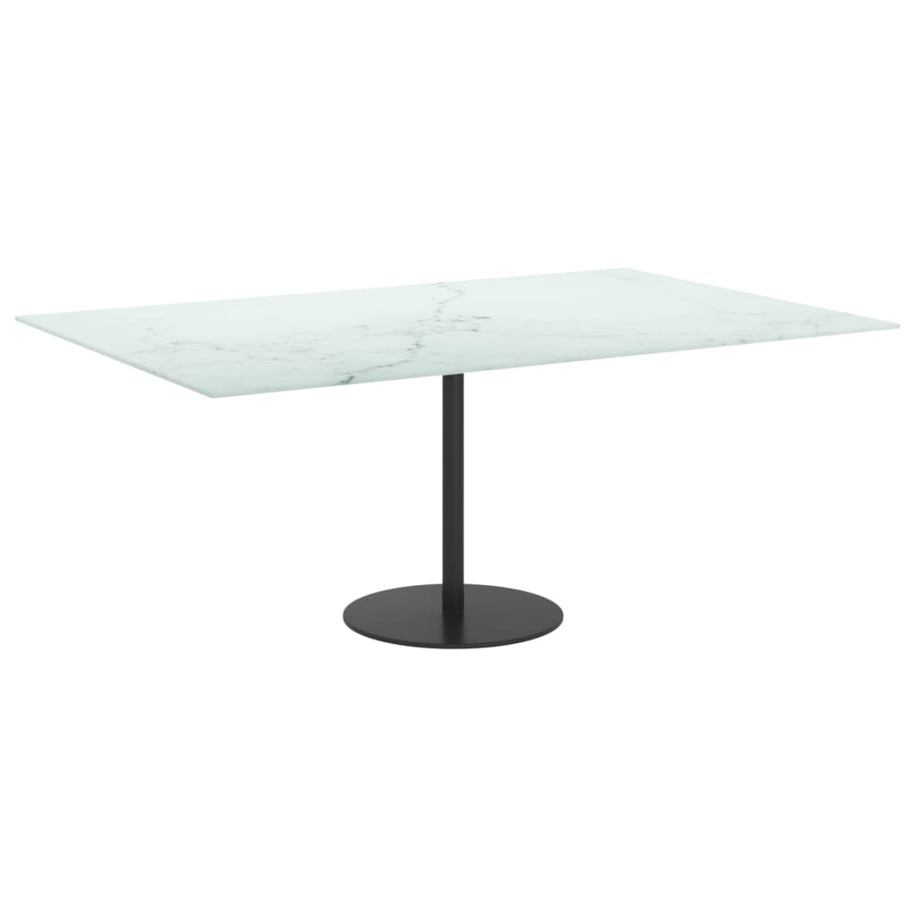 White table top 100x62 cm 8 mm tempered glass marble design