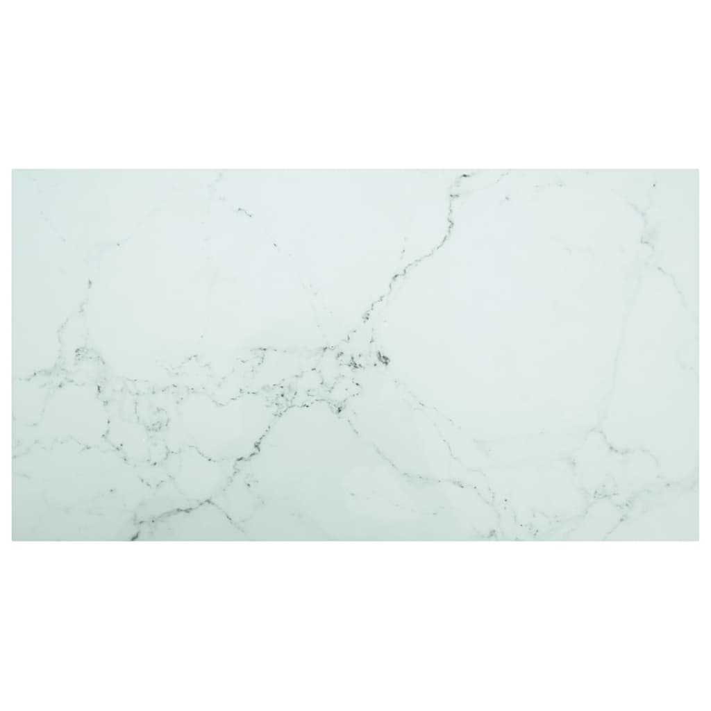 White table top 120x65 cm 8 mm tempered glass marble design