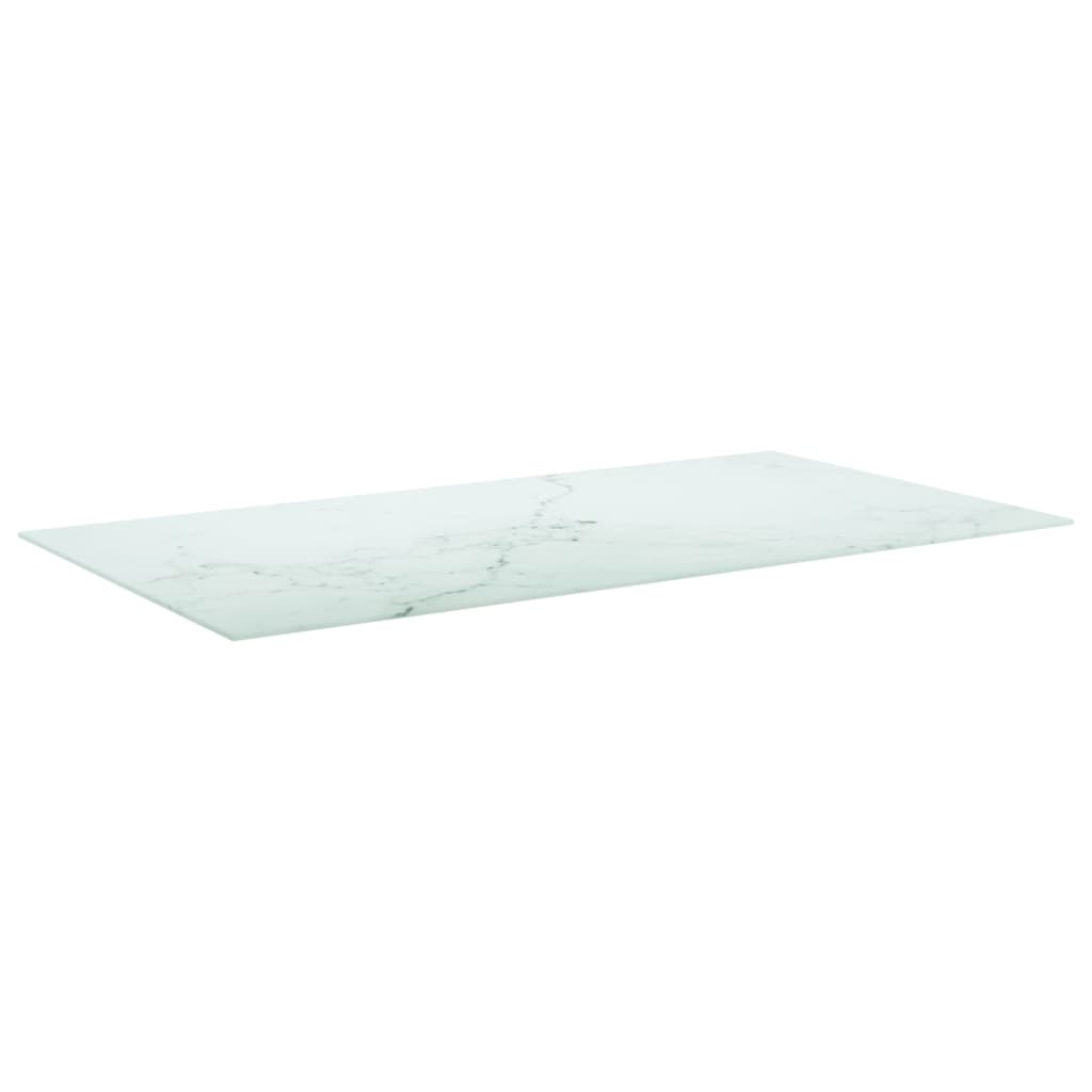 White table top 120x65 cm 8 mm tempered glass marble design