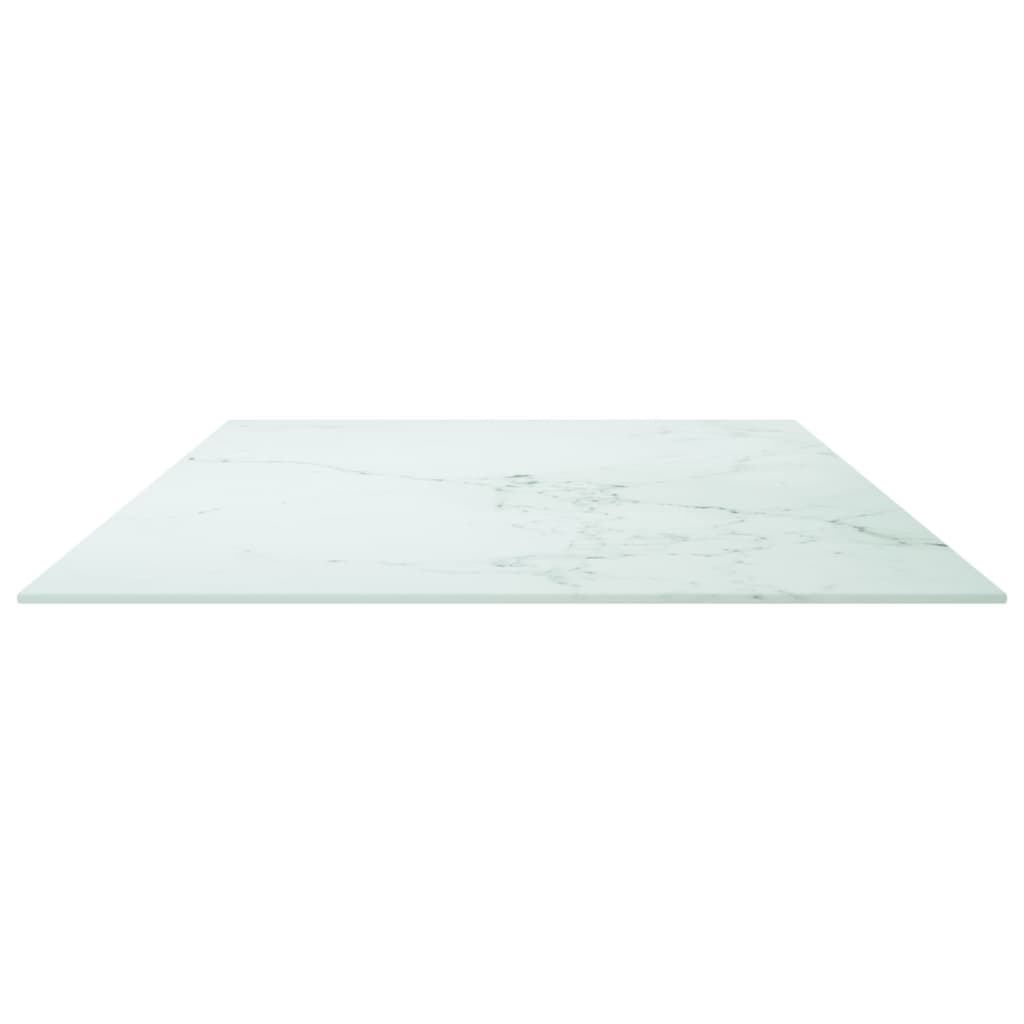 White table top 120x65 cm 8 mm tempered glass marble design