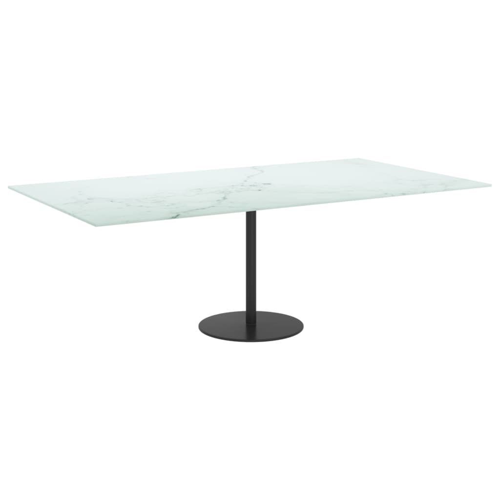 White table top 120x65 cm 8 mm tempered glass marble design