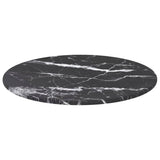 Black table top Ø30x0.8cm tempered glass with marble design