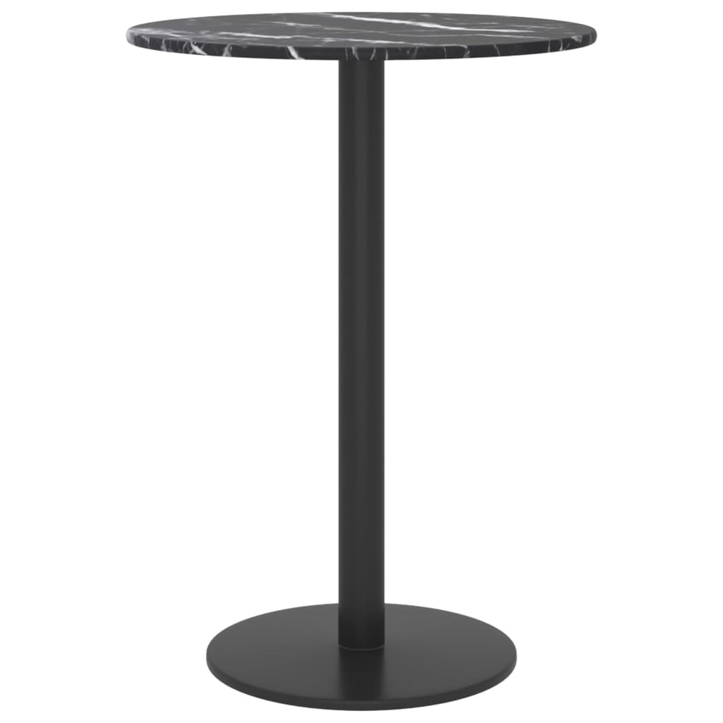 Black table top Ø30x0.8cm tempered glass with marble design