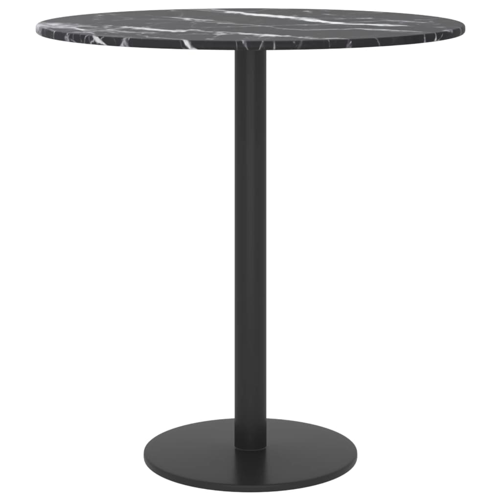 Black table top Ø40x0.8cm tempered glass with marble design