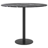 Black table top Ø50x0.8cm tempered glass with marble design