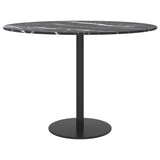 Black table top Ø60x0.8cm tempered glass with marble design