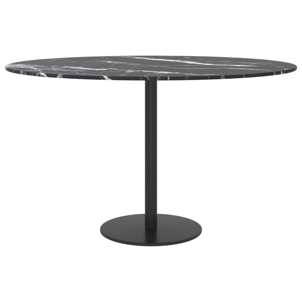 Black table top Ø70x0.8cm tempered glass with marble design