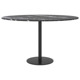 Black table top Ø70x0.8cm tempered glass with marble design