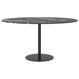 Black table top Ø80x1 cm tempered glass with marble design