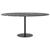 Black table top Ø90x1 cm tempered glass with marble design