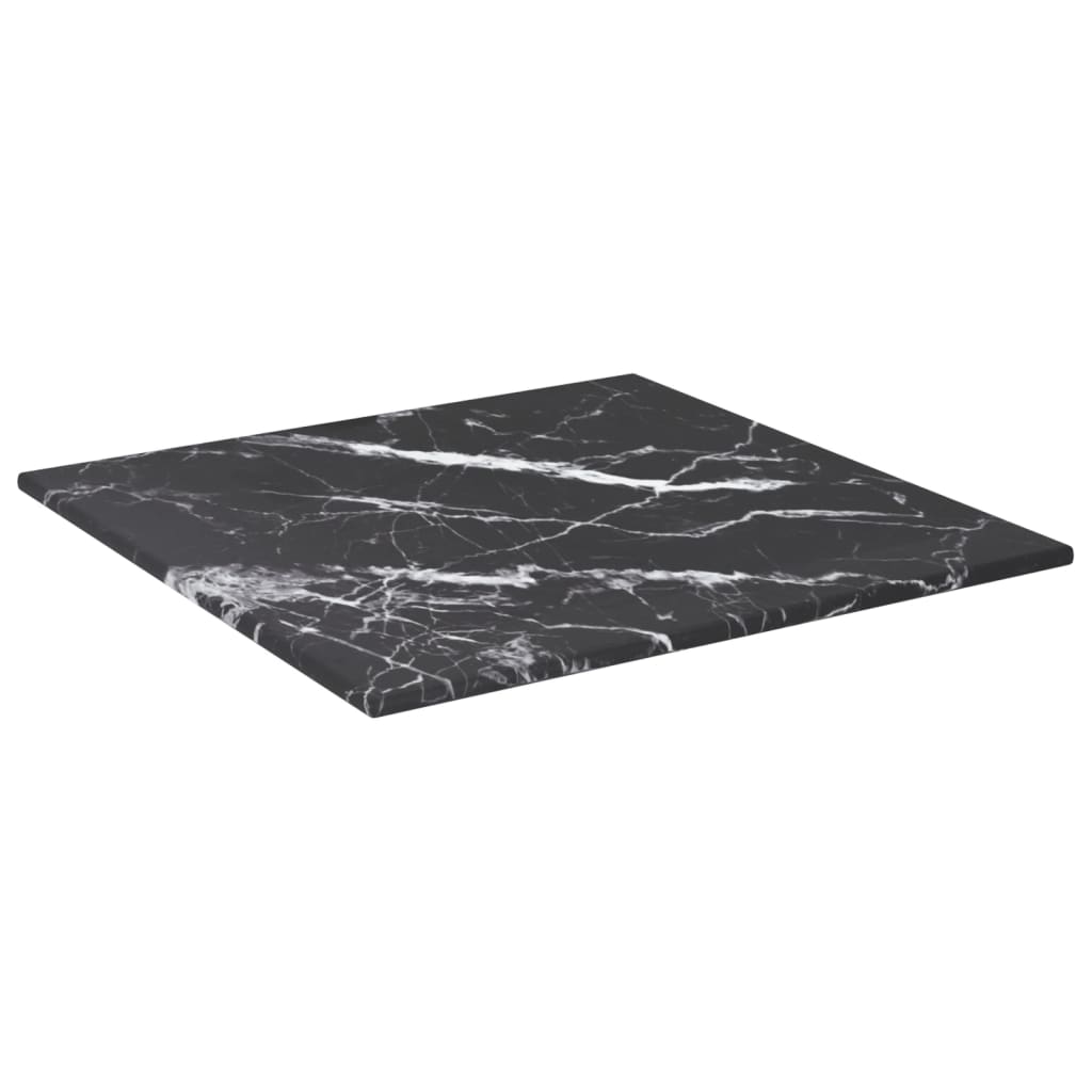 Black table top 30x30 cm 6 mm tempered glass marble design