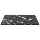 Black table top 30x30 cm 6 mm tempered glass marble design