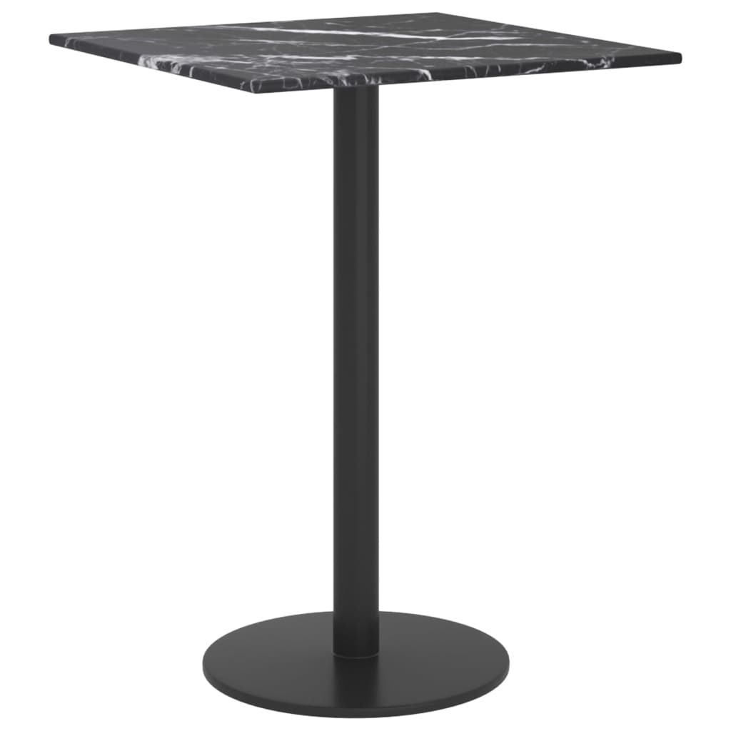 Black table top 30x30 cm 6 mm tempered glass marble design