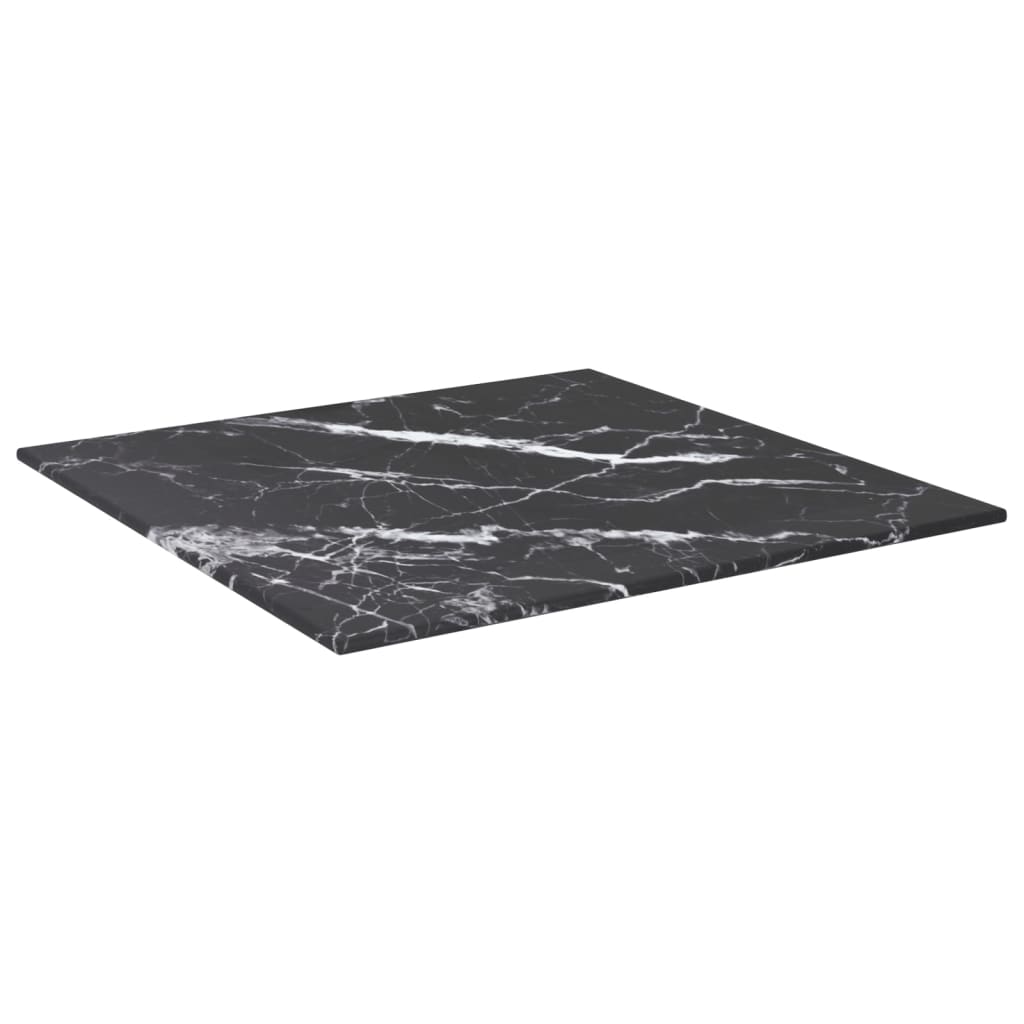 Black table top 40x40 cm 6 mm tempered glass marble design