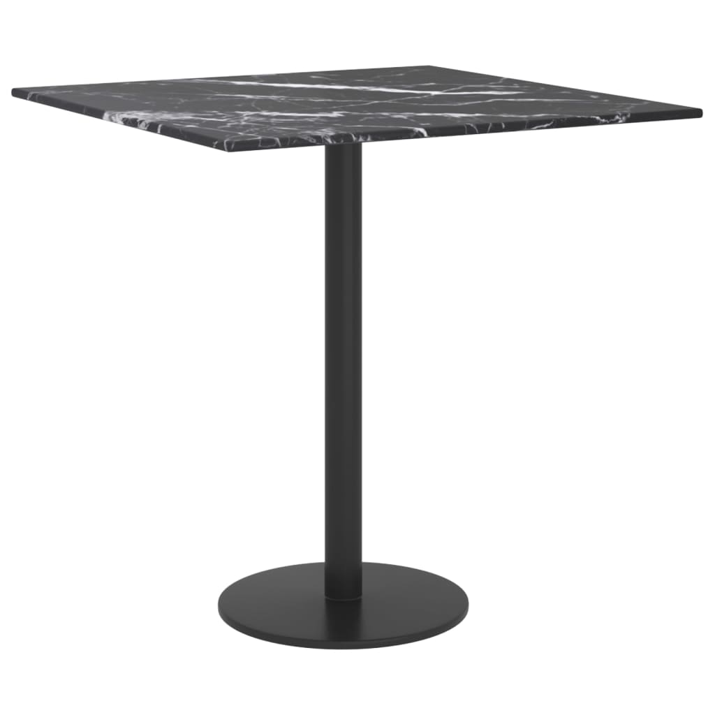 Black table top 40x40 cm 6 mm tempered glass marble design