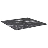 Black table top 50x50 cm 6 mm tempered glass marble design