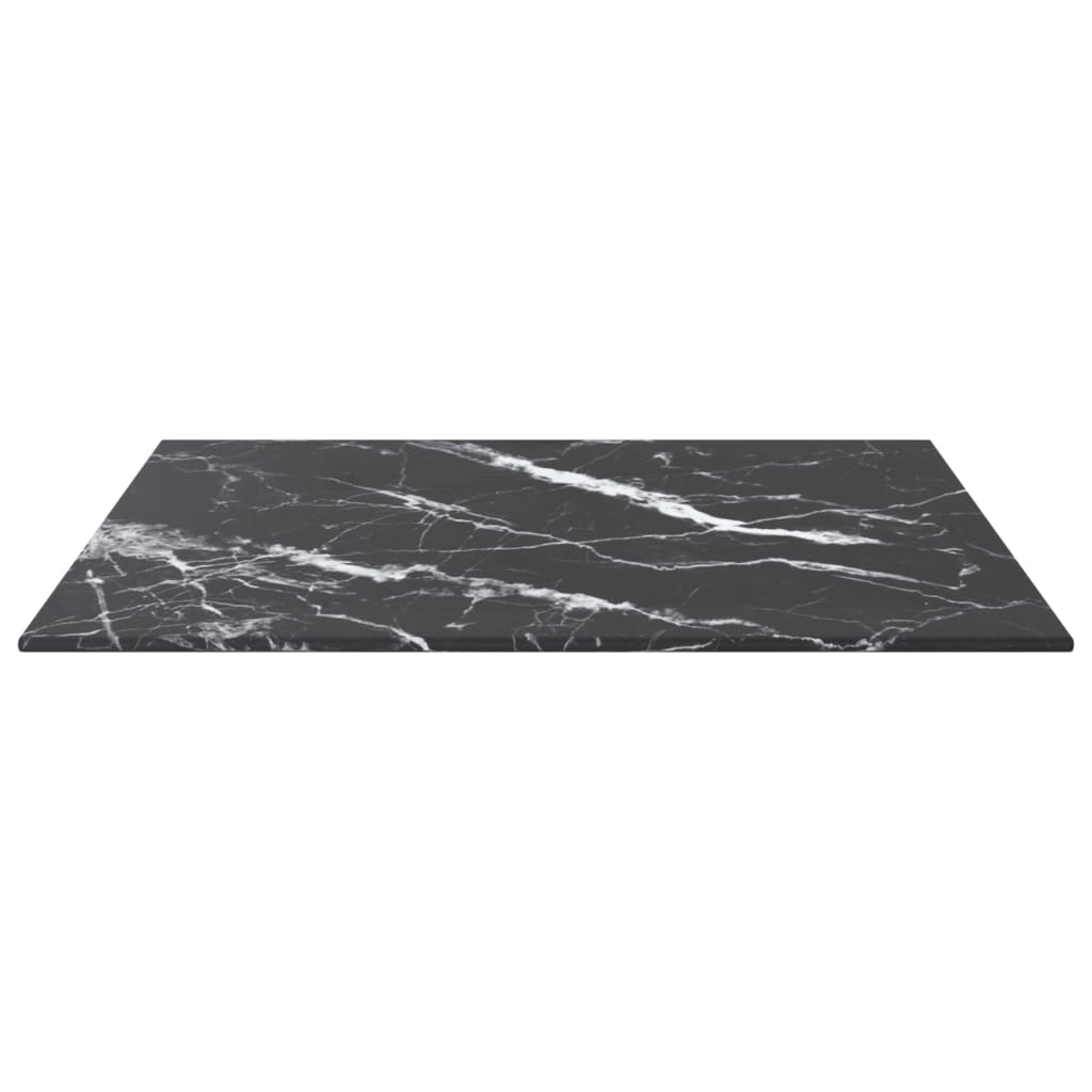 Black table top 50x50 cm 6 mm tempered glass marble design