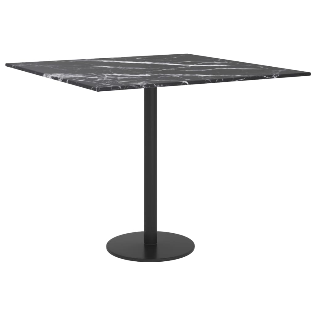 Black table top 50x50 cm 6 mm tempered glass marble design