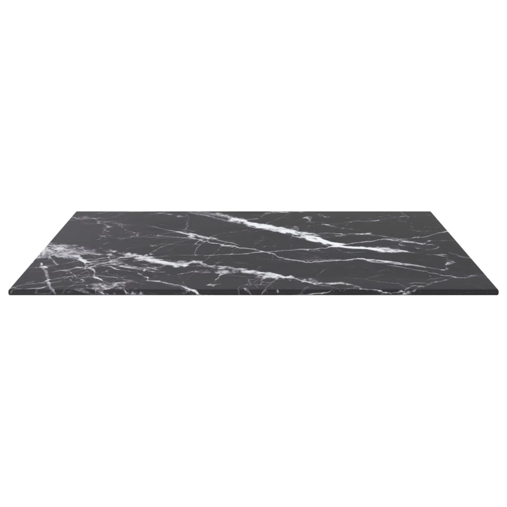 Black table top 60x60 cm 6 mm tempered glass marble design