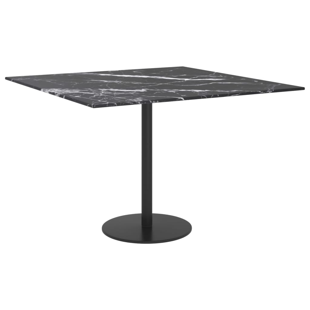 Black table top 60x60 cm 6 mm tempered glass marble design