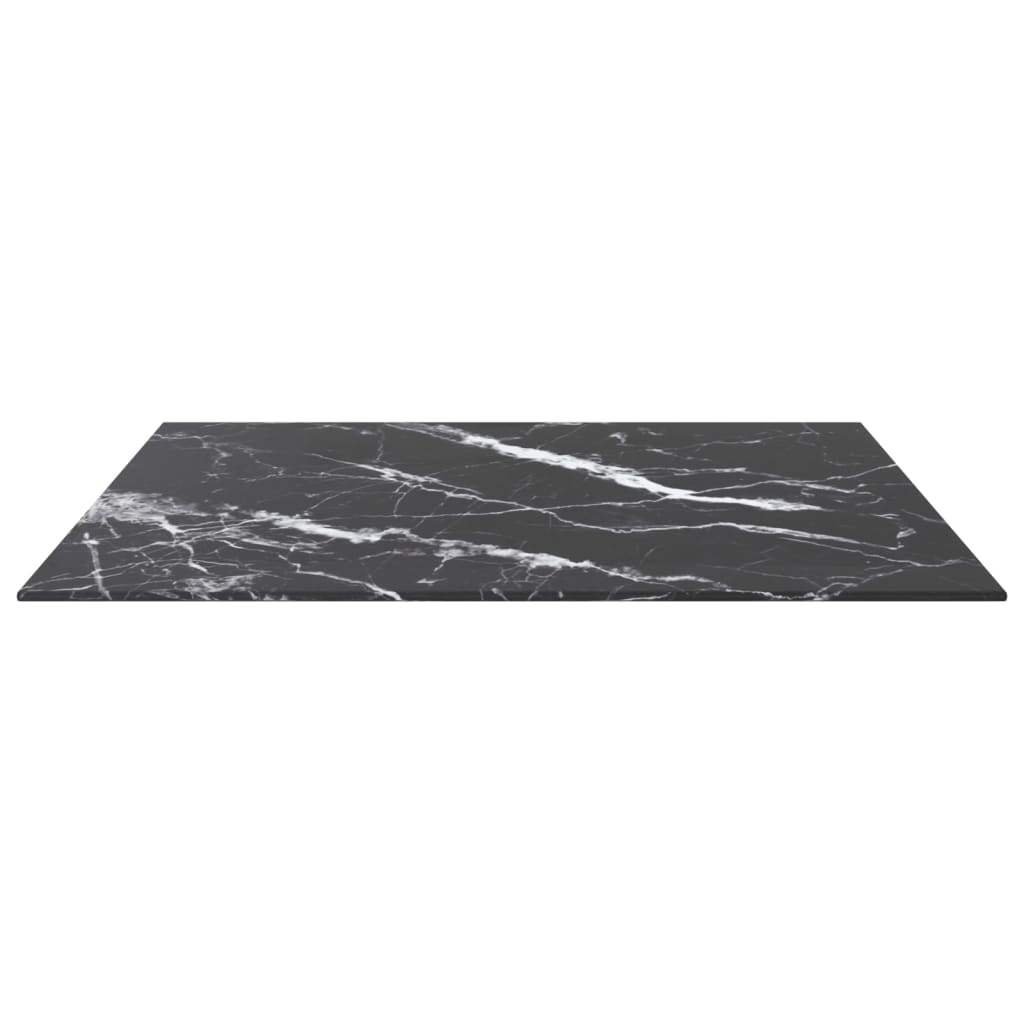 Black table top 70x70 cm 6 mm tempered glass marble design