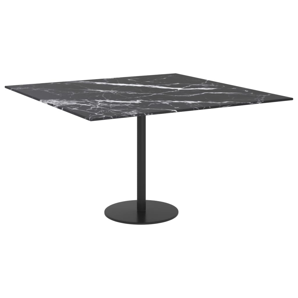 Black table top 70x70 cm 6 mm tempered glass marble design