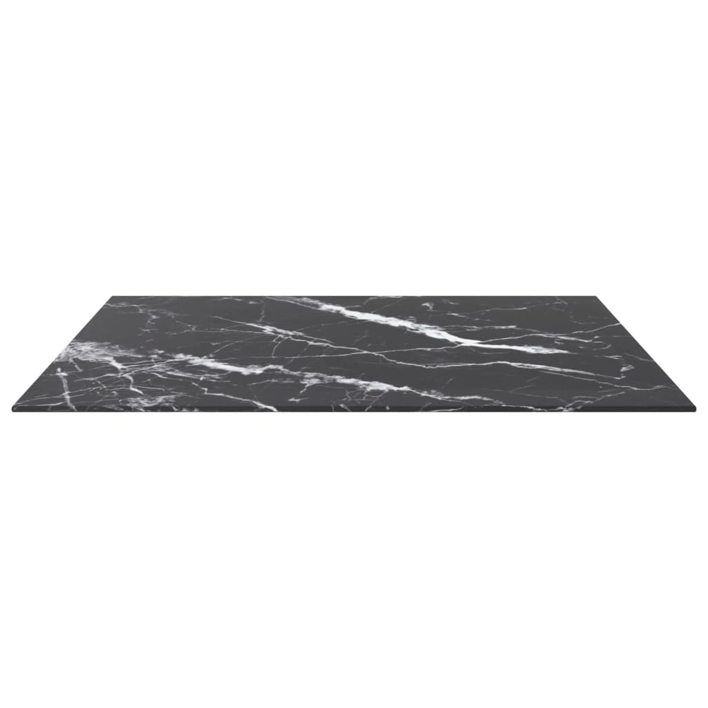 Black table top 80x80 cm 6 mm tempered glass marble design