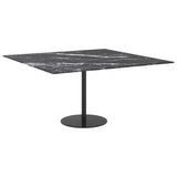 Black table top 80x80 cm 6 mm tempered glass marble design