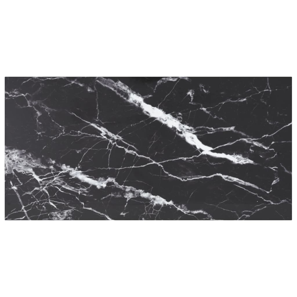 Black table top 100x50 cm 6 mm tempered glass marble design