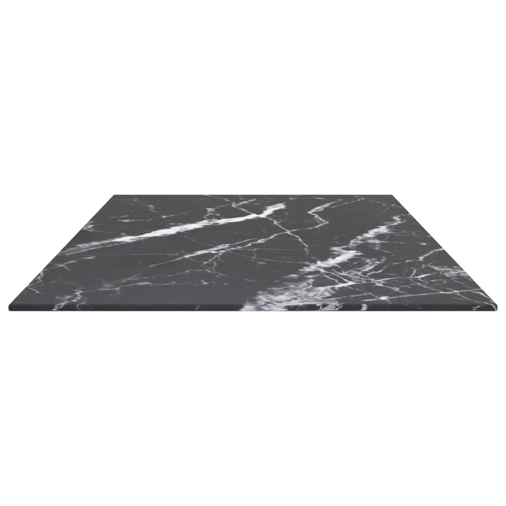 Black table top 100x50 cm 6 mm tempered glass marble design