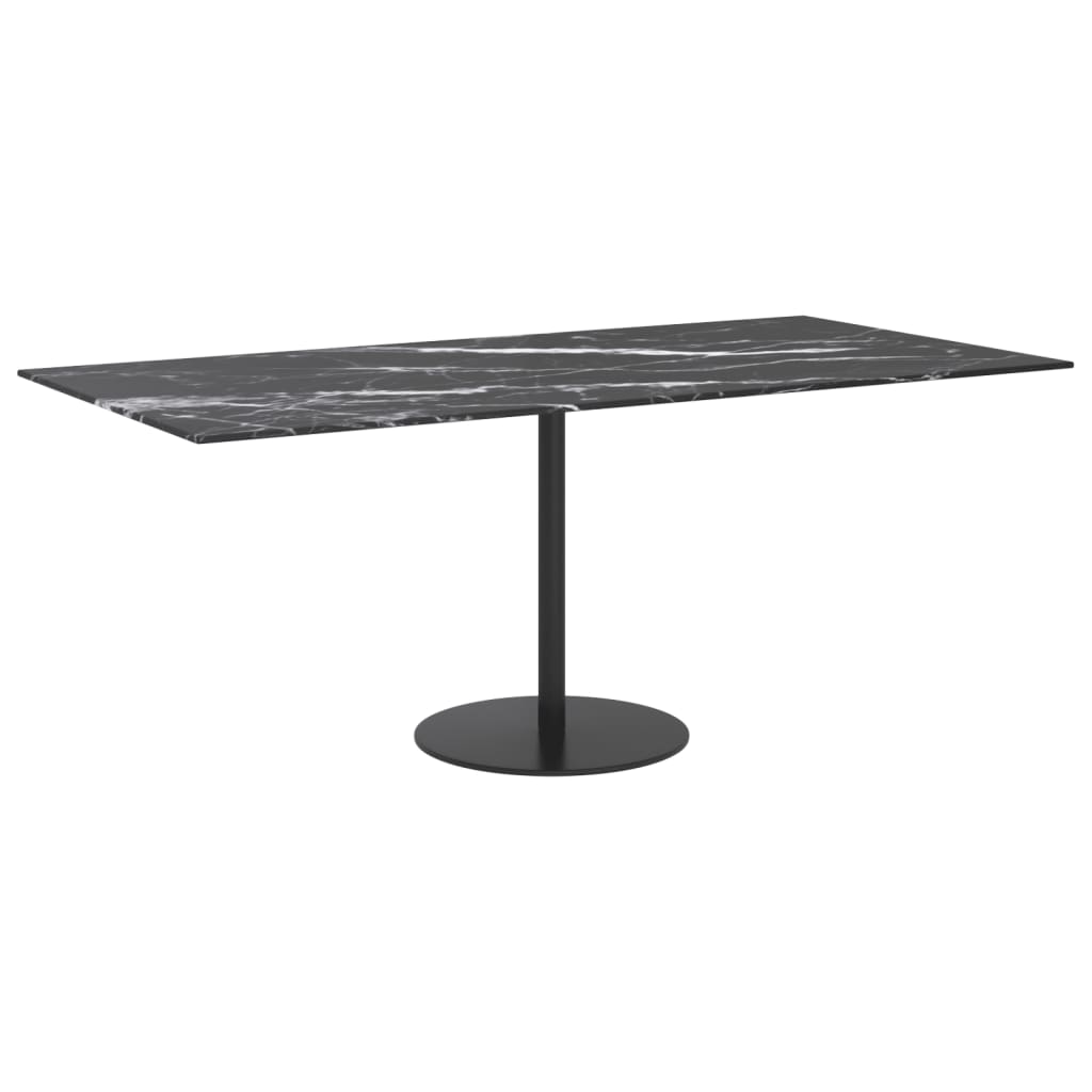 Black table top 100x50 cm 6 mm tempered glass marble design