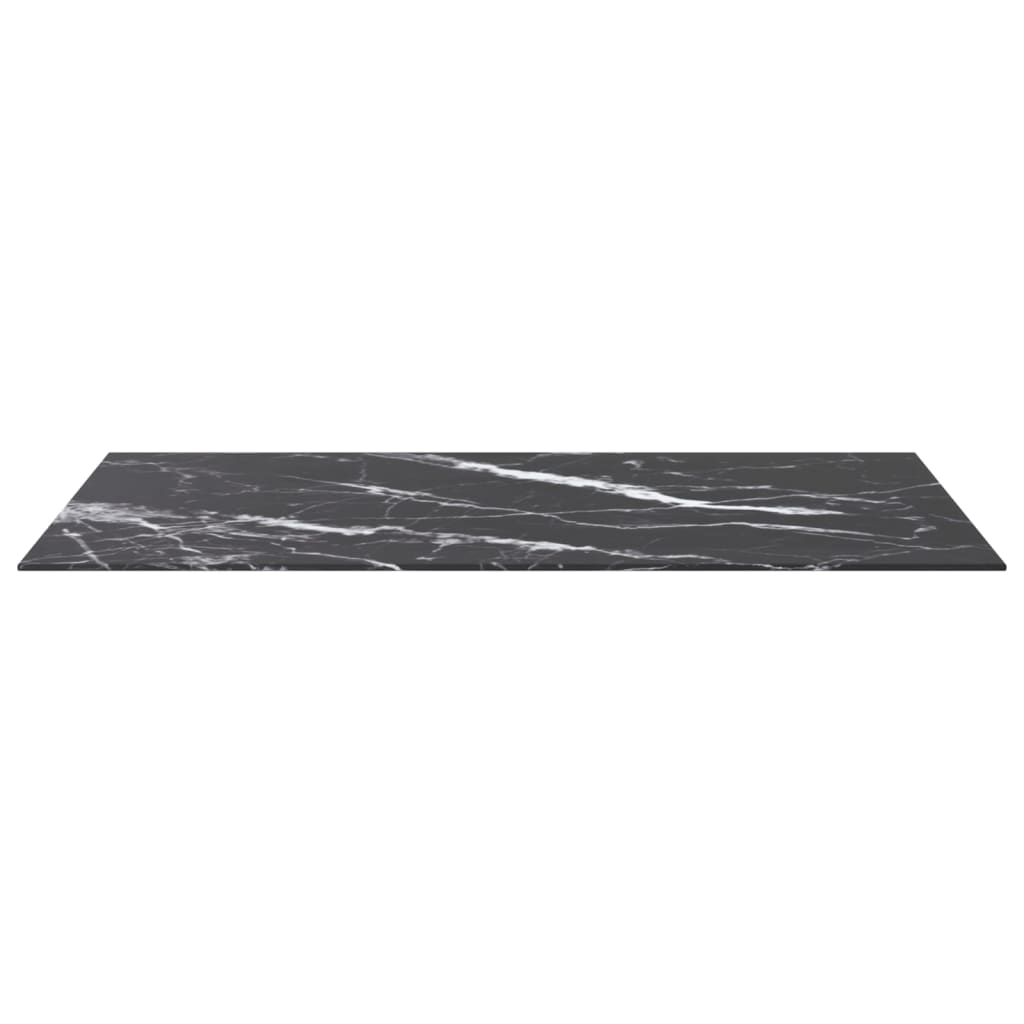 Black table top 100x62 cm 8 mm tempered glass marble design