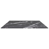 Black table top 100x62 cm 8 mm tempered glass marble design