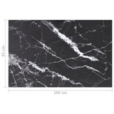 Black table top 100x62 cm 8 mm tempered glass marble design