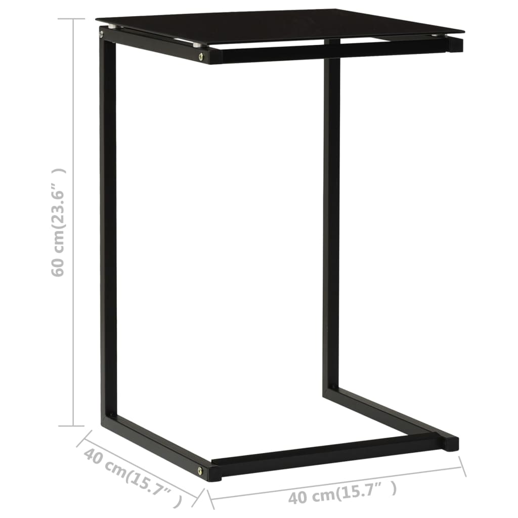 Table d'appoint Noir 40x40x60 cm Verre trempé