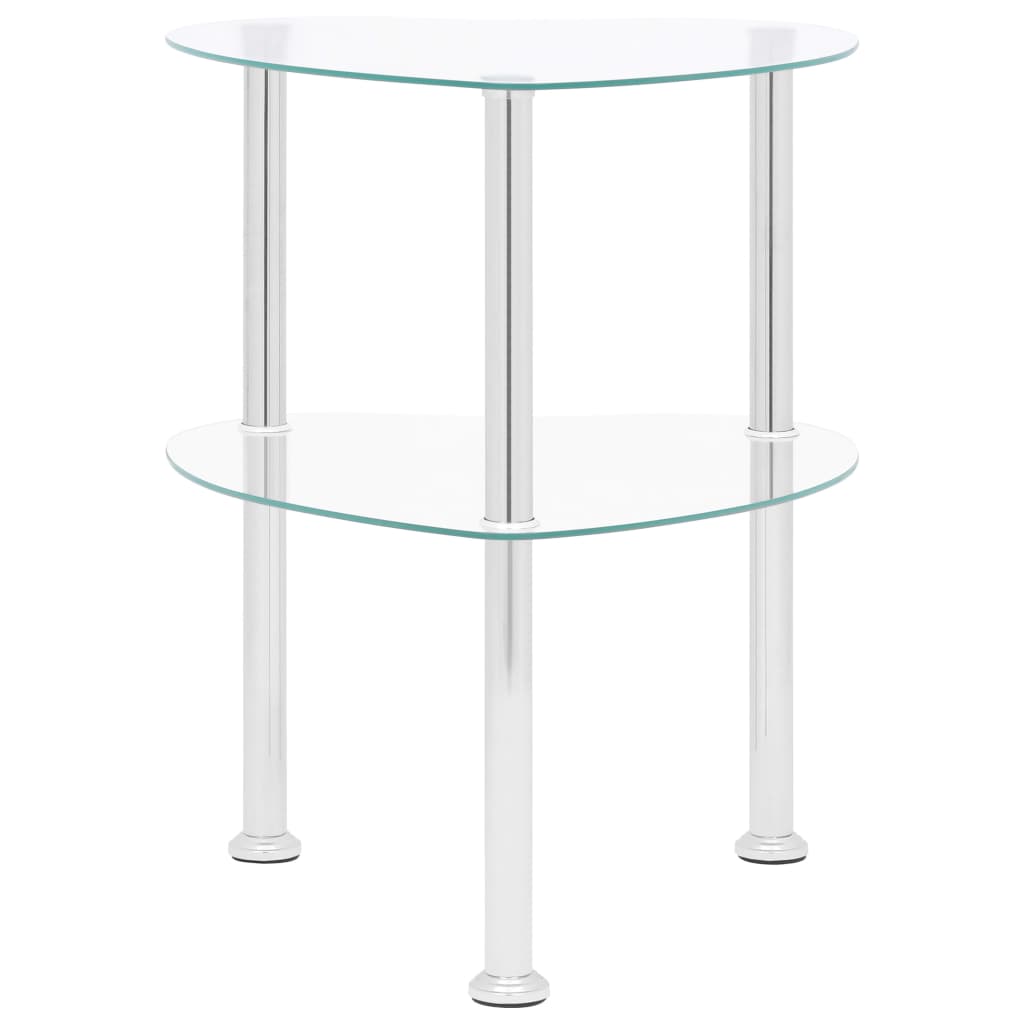 Table d'appoint 2 niveaux Transparent 38x38x50 cm Verre trempé