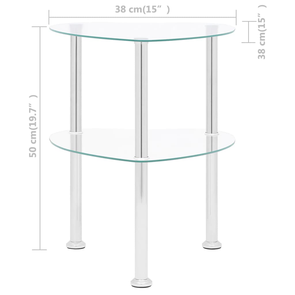 Table d'appoint 2 niveaux Transparent 38x38x50 cm Verre trempé