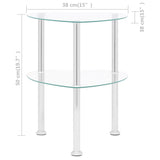 Table d'appoint 2 niveaux Transparent 38x38x50 cm Verre trempé