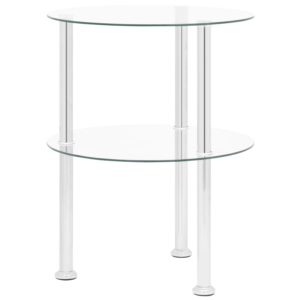 Table d'appoint 2 niveaux Transparent 38 cm Verre trempé