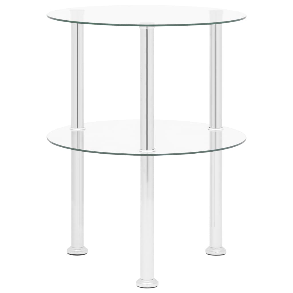 Table d'appoint 2 niveaux Transparent 38 cm Verre trempé