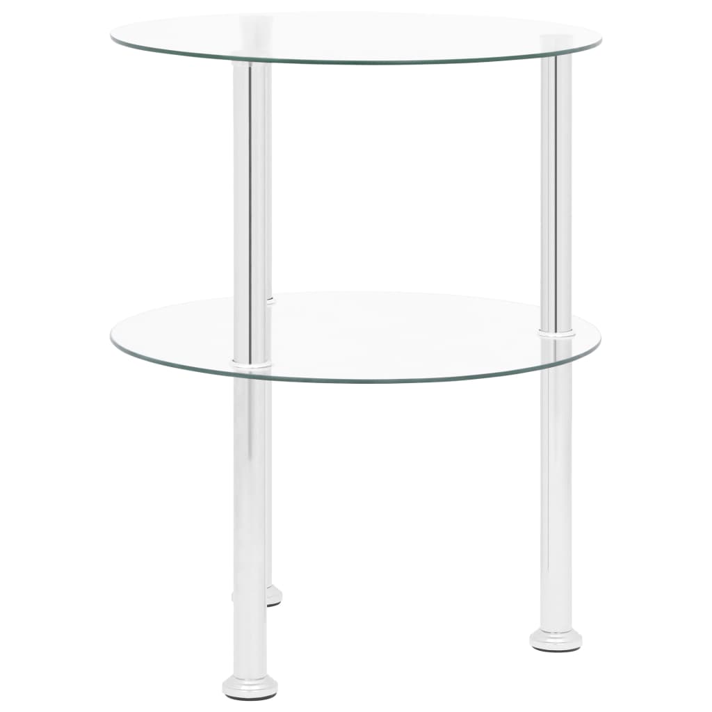 Table d'appoint 2 niveaux Transparent 38 cm Verre trempé