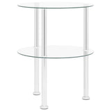 Table d'appoint 2 niveaux Transparent 38 cm Verre trempé