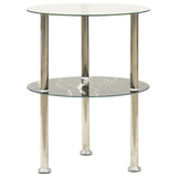 Table d'appoint 2 niveaux Transparent et noir 38cm Verre trempé