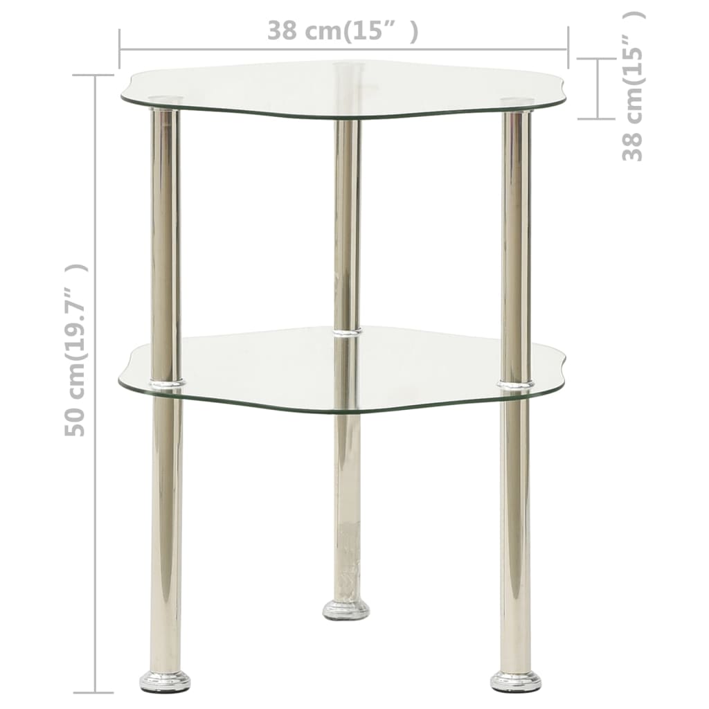 Table d'appoint 2 niveaux Transparent 38x38x50 cm Verre trempé