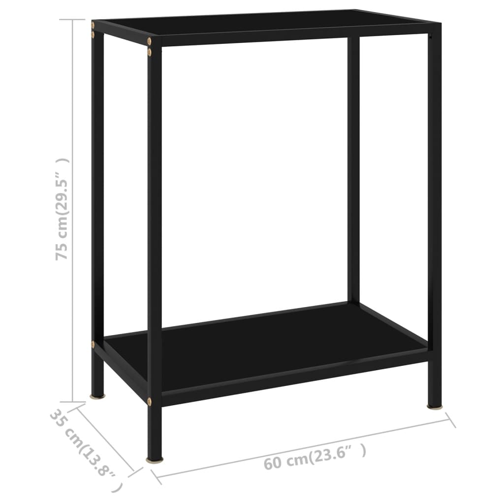 Table console Noir 60x35x75 cm Verre trempé