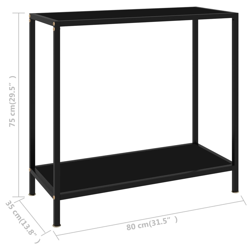 Table console Noir 80x35x75 cm Verre trempé