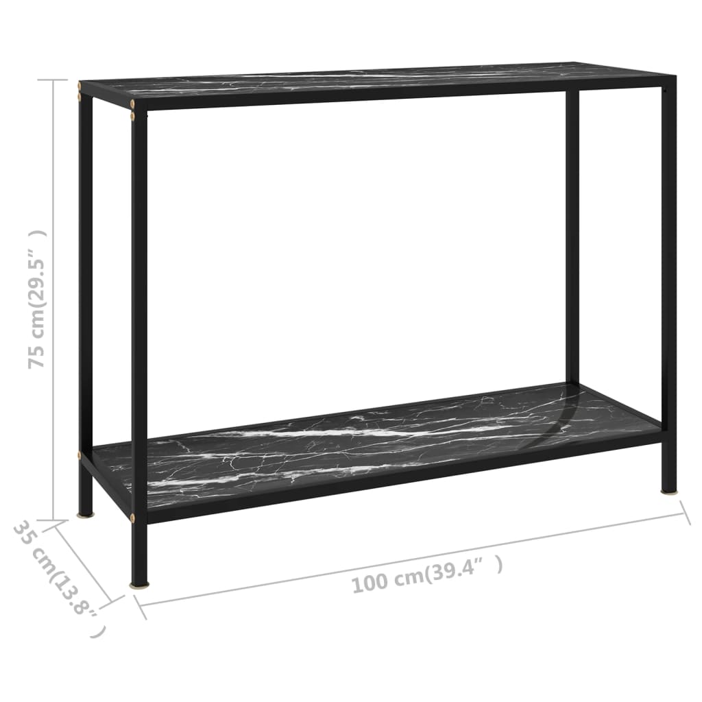 Table console Noir 100x35x75 cm Verre trempé