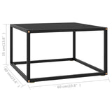 Schwarzer Couchtisch mit schwarzem Glas 60x60x35 cm