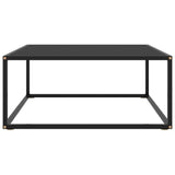 Table basse Noir avec verre noir 80x80x35 cm