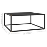 Table basse Noir avec verre noir 80x80x35 cm